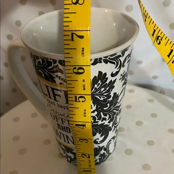 Pier 1 Black and White Mug with Yellow Accent - Picture 6 of 7